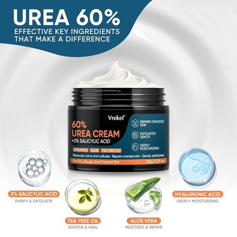 Regine Switzerland Urea Cream 60% with Salicylic Acid 2% - Maximum Strength Foot Cream for Dry, Cracked Heels
