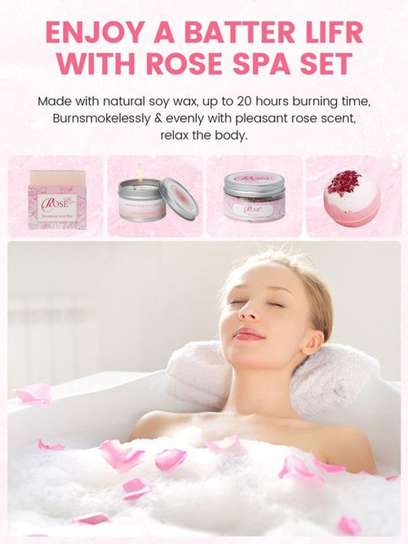 Mother's Day Gifts Set 16Pcs Rose Spa Bath & Body Care Set with Bath Bombs & Lotions, Relaxing Home Spa Gift Kit for Mom Wife Girlfriend, Ideal for Mother’s Day Birthday Women Gift Sets