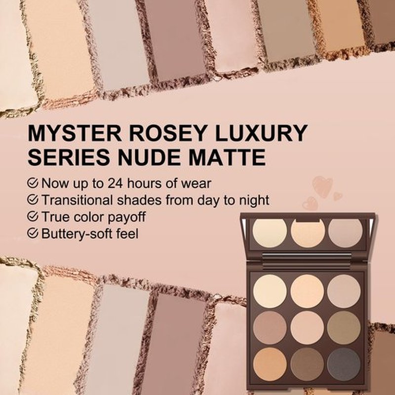 MYSTER ROSEY Neutral Eyeshadow Palette, Nude Eyeshadow Palette, Matte Eye Shadow Makeup Palette with Mirror, Long-Lasting Wear, Vegan, Cruelty-Free - 0.5oz