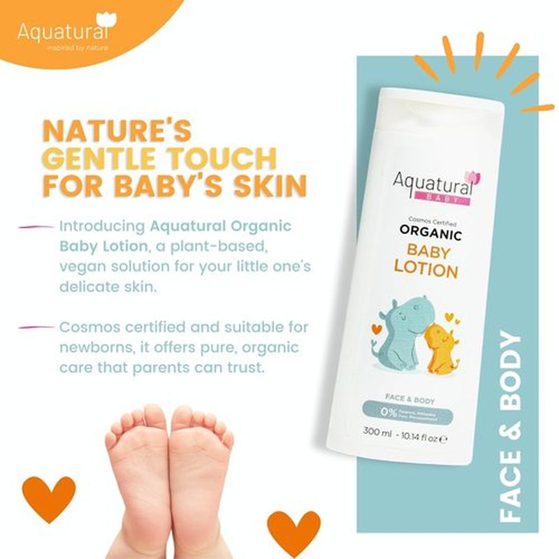 Organic Baby Lotion - Gentle Moisturizer for Newborns & Toddlers | Natural Face & Body Cream, 10.14 Fl Oz