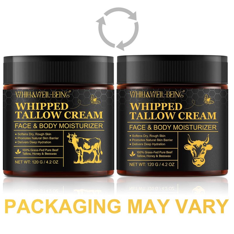 WHLH & WELL-BEING Beef Tallow for Skin, Beef Tallow and Honey Balm, Moisturizer for Face & Body Skin Care(2Pack)