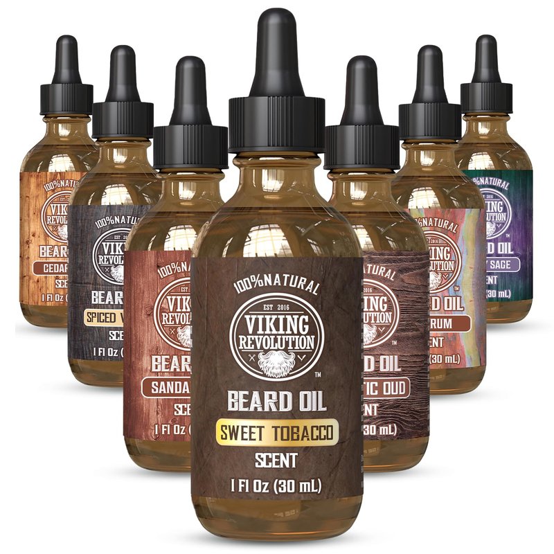 Viking Revolution Sweet Tobacco Beard Oil - Natural Argan & Jojoba Oil Beard Conditioner | Softens & Moisturizes (1 Pack)
