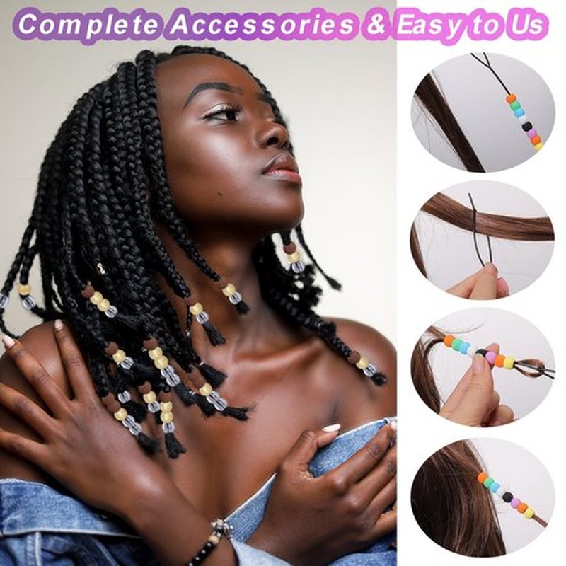 150 Pcs Glitter Silicone Hair Beads for Women Girls Braids, Soft Colorful Pony Beads Bulk for Kids Girls Women Hair Accessories for Braids(Golden)