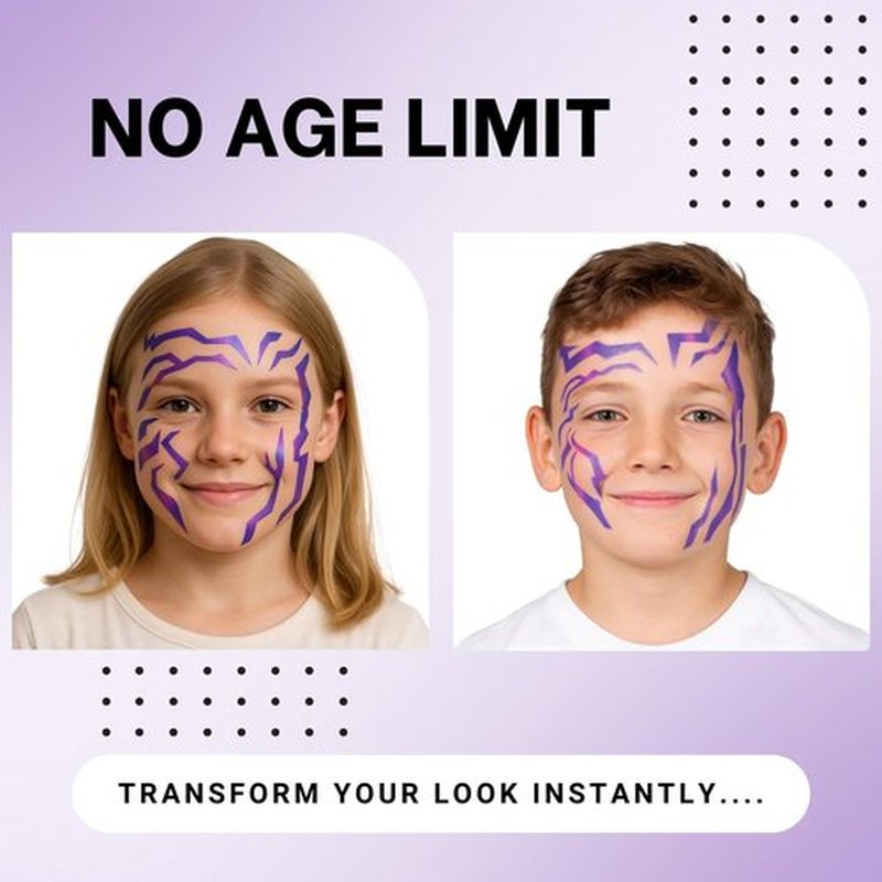 Purple Ombre Temporary Patterns Tattoo – Realistic Waterproof Body Art for Cosplay, Halloween, and Party Makeup (2 PCS)