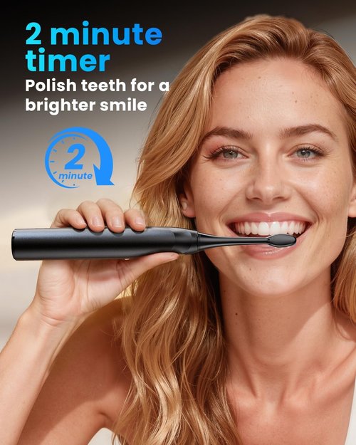 Onlyone Sonic Electric Toothbrush - Rechargeable Ultrasonic with 8 Brush Heads & Travel Case | 5 Smart Modes