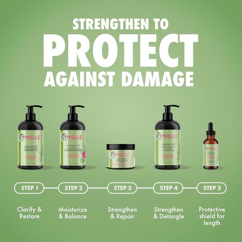 Mielle Organics Rosemary Mint Leave-In Conditioner - Hydrating Curly Hair Moisturizer with Biotin (12 Oz)