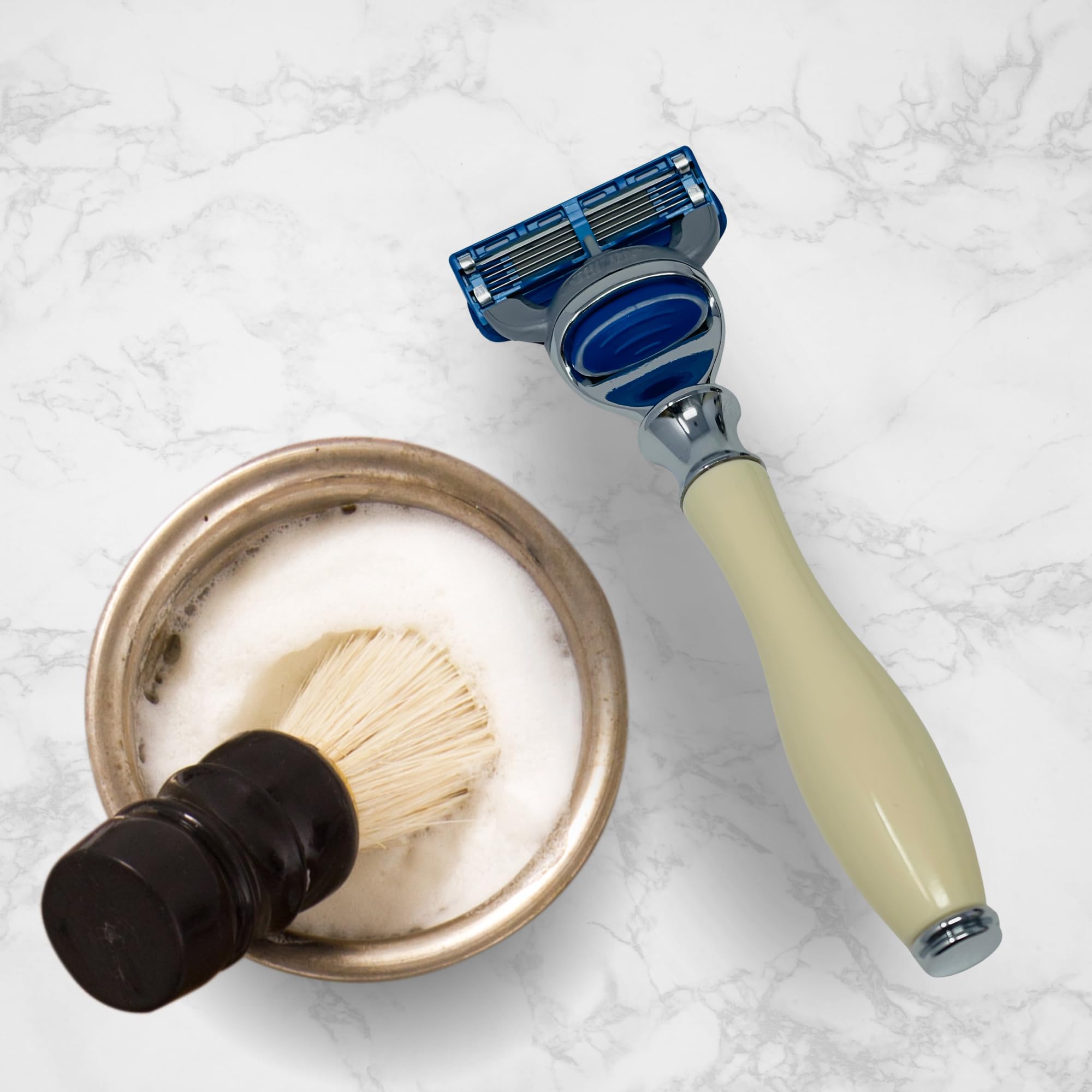 G.B.S Ivory 5 Blade Compatible Razor 5.5in Length Ergonomic Handle