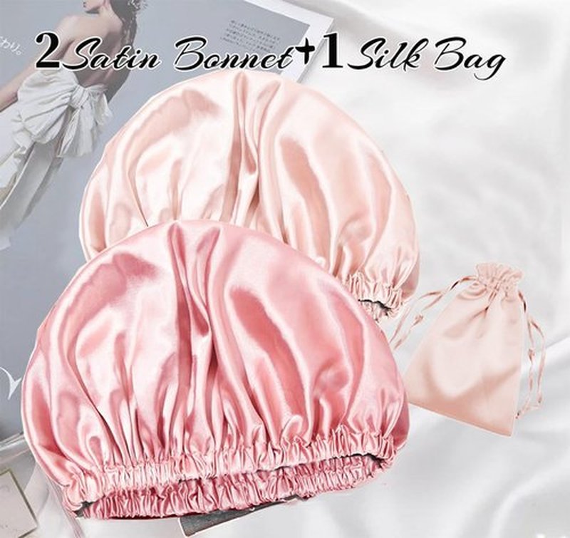 3Pcs Hair Bonnets For Sleeping Satin Bonnet For Women Silk Bonnets Womens Curly Hair Sleep Caps Silky Night Cap