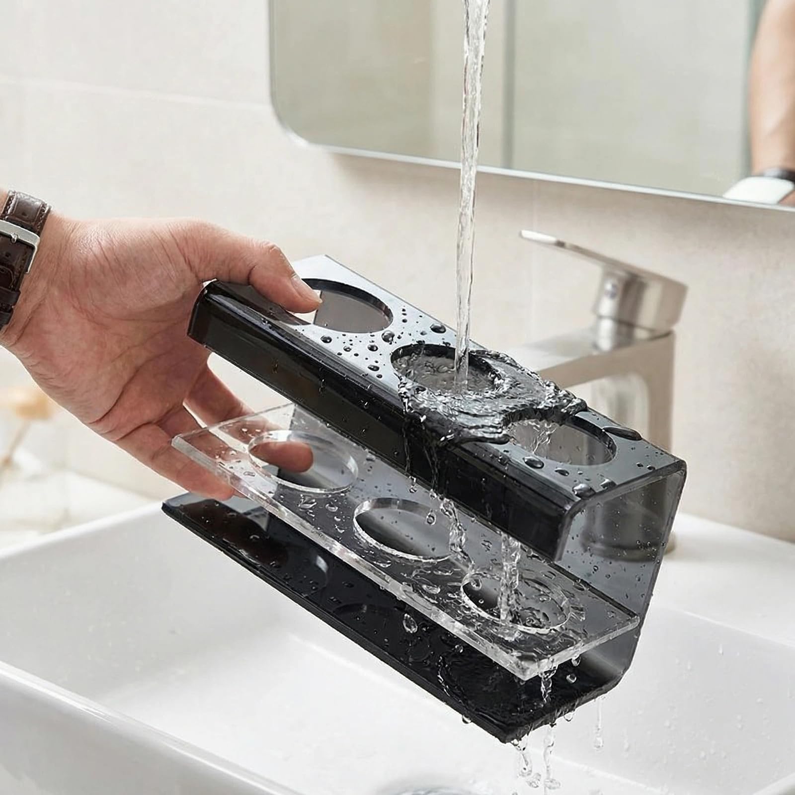Dvzodlxn 3 Slots Acrylic Electric Toothbrush Holders for Bathrooms(Black)