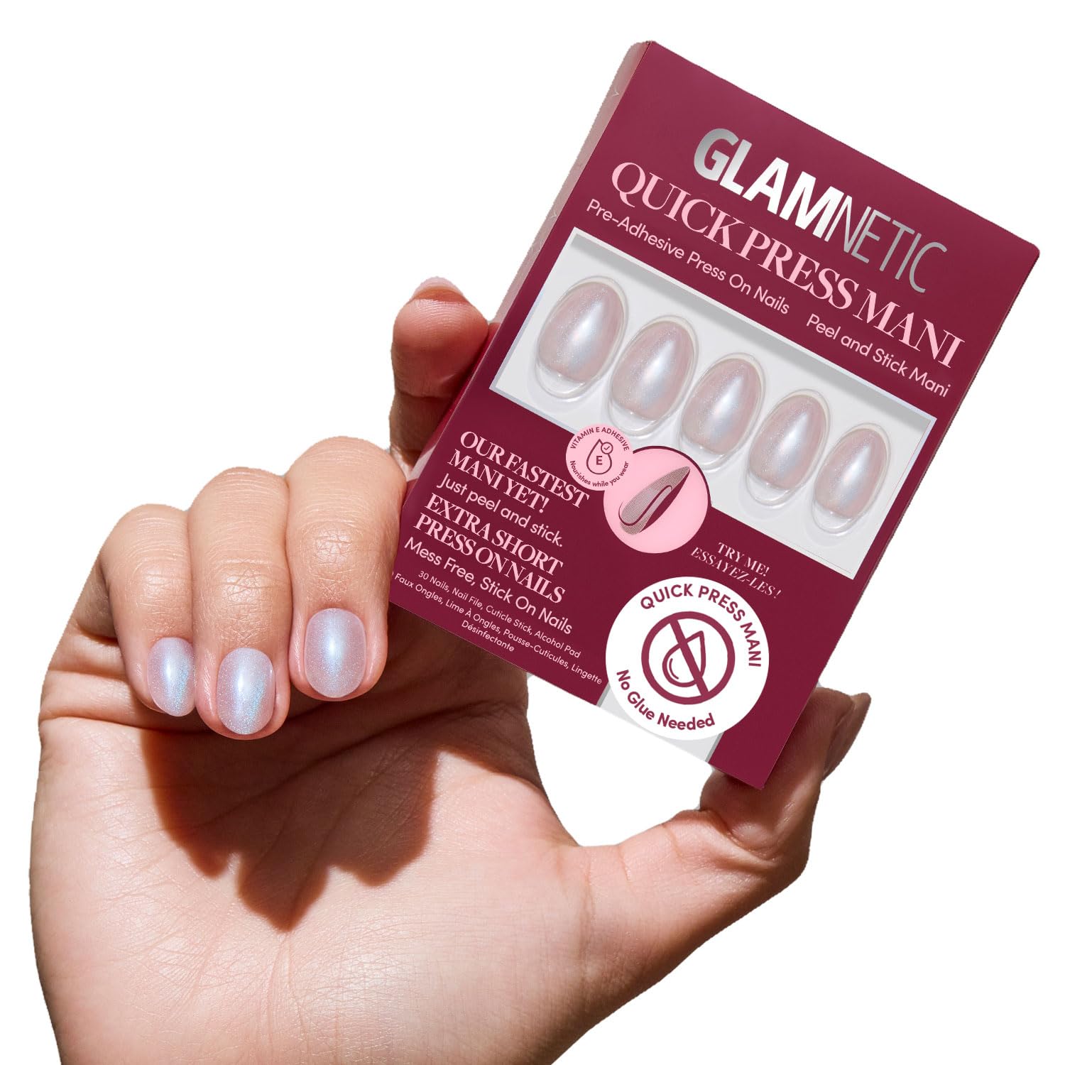 Glamnetic Glazed Nude Press On Nails - Extra Short Oval Fake Nails | 30pc