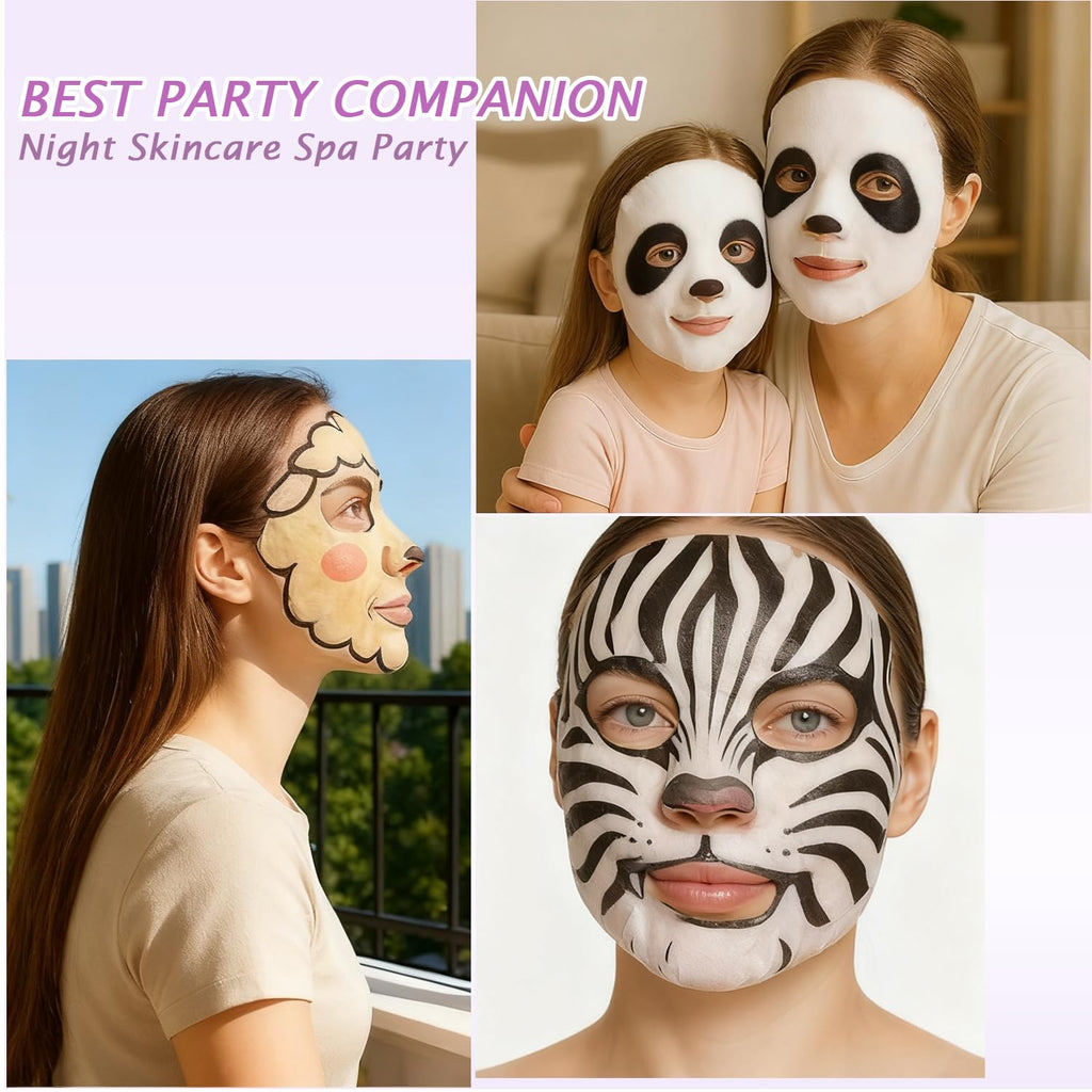 Aaiffey 10 Pack Kids Face Mask Spa,Animal Character Sheet Facial Mask for Kids Skin Care Deep Hyrating,Girls Night Party Face Mask Set for All Skin Types,Birthday Christmas Gifts