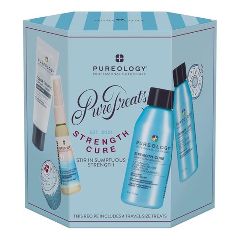 Pureology Pure Treats Strength Cure Mini Kit - Sulfate-Free Repairing Shampoo & Conditioner Set for Damaged Hair
