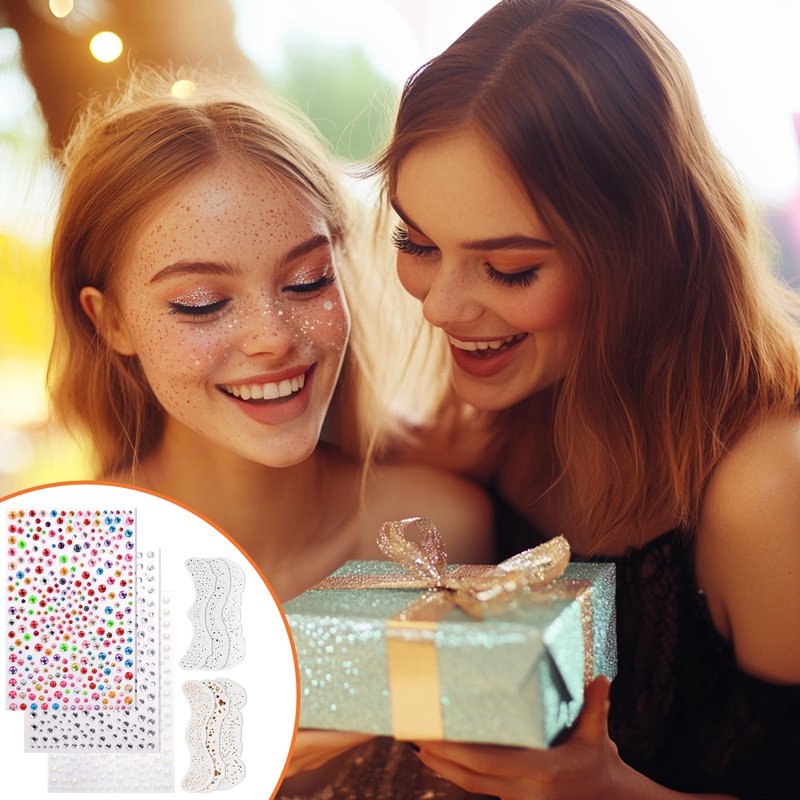 Vodolo Glitter Freckles Face Tattoo,12 PCS Festival Rave Accessories for Women,Gold Silver Face Waterproof Sparkles Freckles Half Magic Makeup Jewels Stickers (12PCS)
