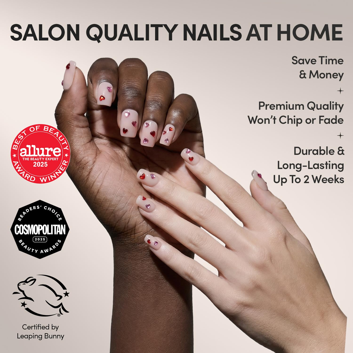 Glamnetic Red Dear Press On Nails - Short Squoval Fake Nails | 30 Pc Kit