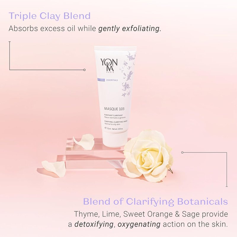 Yon-Ka Gel Nettoyant Facial Cleanser & Masque 103 Set - Gentle Foaming Face Wash & Detoxifying Clay Mask for Oily Skin | 6.76 fl oz & 3.30 oz