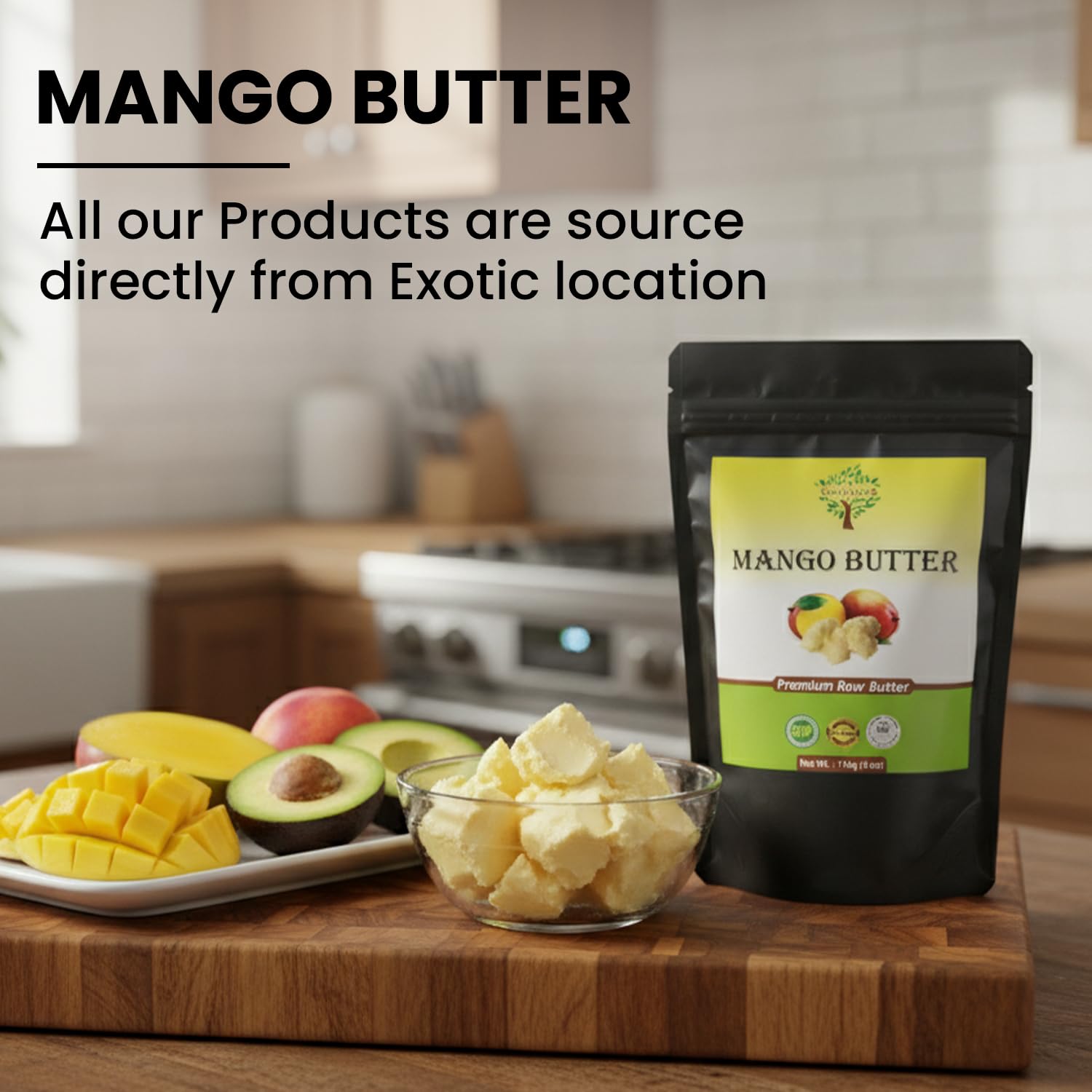 SunNature 100% Pure Mango Butter - Can Substitute Shea Butter in Soap and Lotion Recipes - Moisturising, Scent-free, Hexane-free (4 Oz)