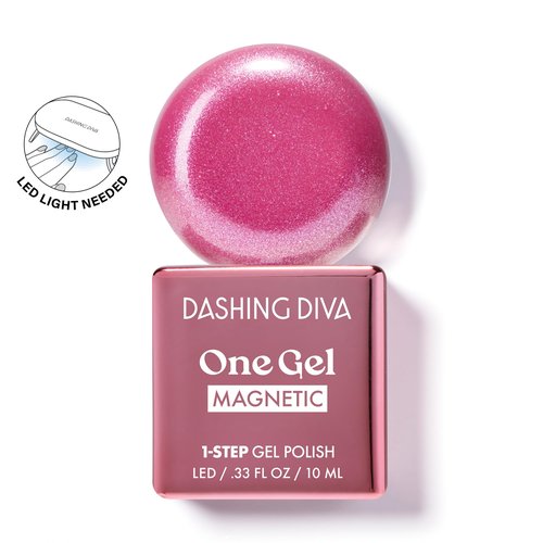 Dashing Diva One Gel Magnetic Starter Kit - Villainous - 3 in 1 Base Coat, Nail Color & Top Coat - Magnetic Polish - 9-Piece Manicure Set with LED Gel Lamp