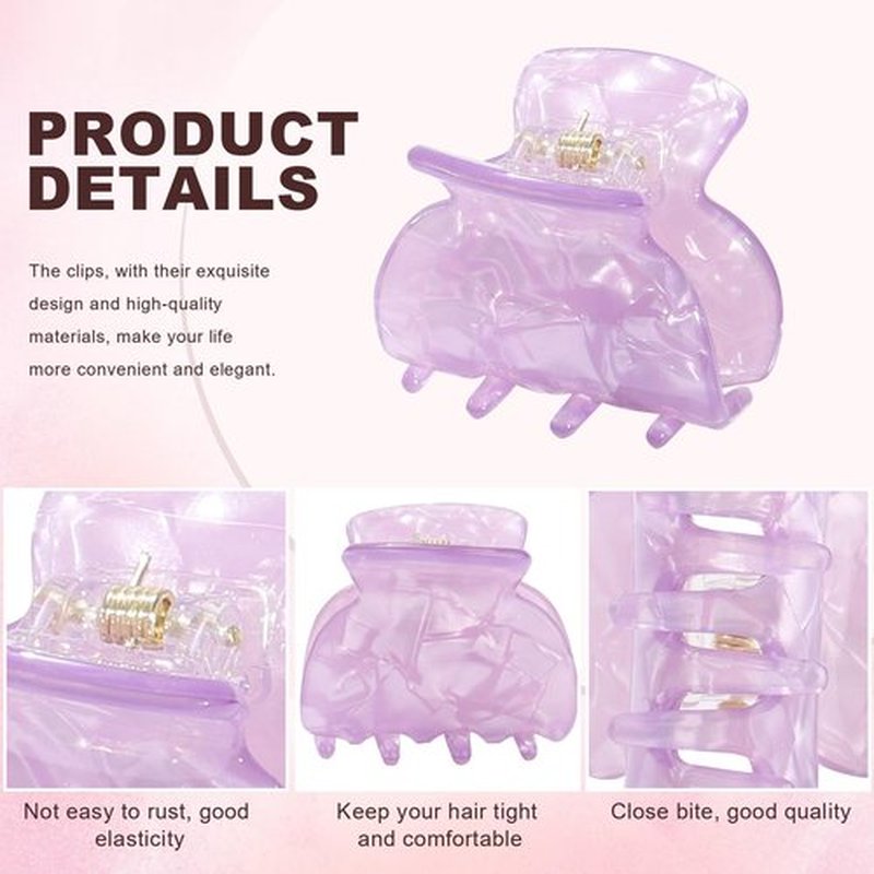 HAIMEIKANG 6 Pcs Small Acrylic Hair Claw Clips for Women and Girls - Mini Hair Clips for Thin/Medium Fine Hair, Non-slip Jaw Clips
