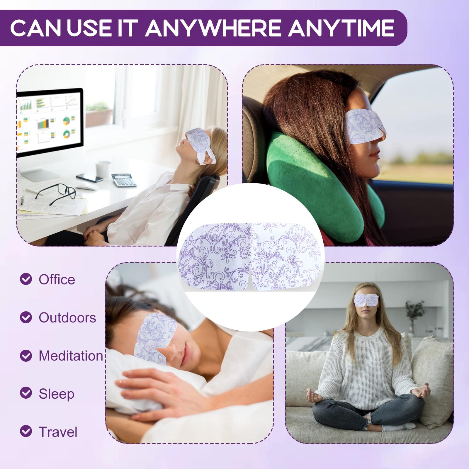 XPCARE 24 Pack Steam Eye Masks for Dry Eyes, Self Heated Steam Warm Eye Mask, Disposable Heated Eye Mask for Dark Circles, Puffy Eyes, Relief Stress Eye Fatigue (Unscented)