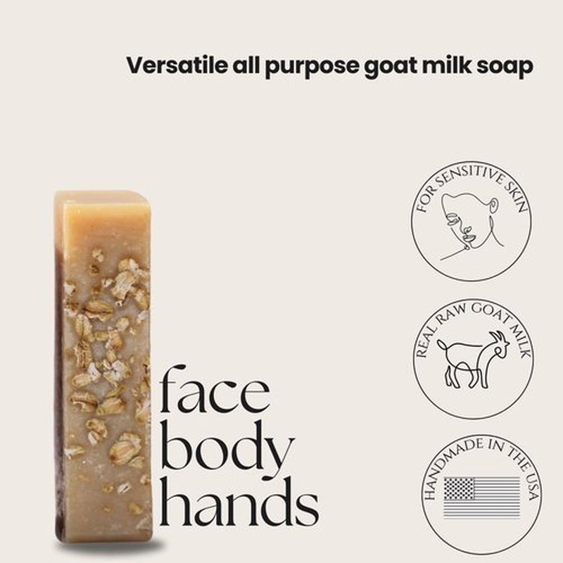 Amallow Premium Goat Milk Soap Bars - For Dry Skin, Gentle, Organic & Soothing - Made with Real Goat Milk - Large 5 OZ (Pack of 4) - (Oats and Honey)
