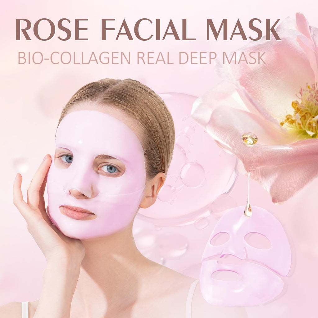 sylvérie Rose Bio-Collagen Real Deep Mask,2 Pack Moisturizing Facial Mask for Women Skin Care,Hydrating Beauty Rose Sheet Masks for All Skin Types