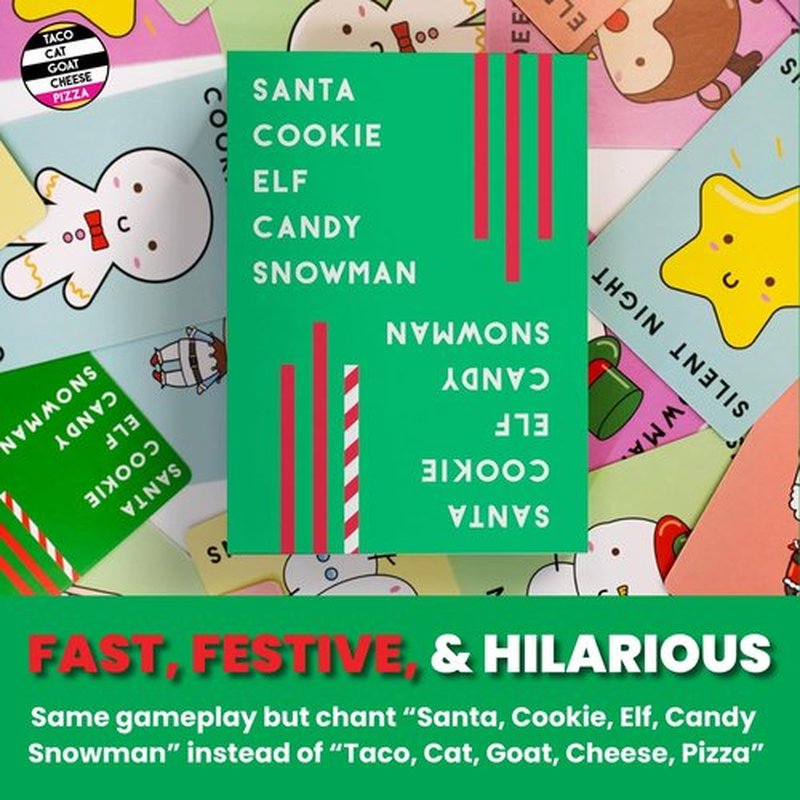 Taco Cat Goat Cheese Pizza - Santa Cookie Elf Candy Snowman Holiday Card Game | Fun for 2-8 Players, Perfect for Stockings & Gifts