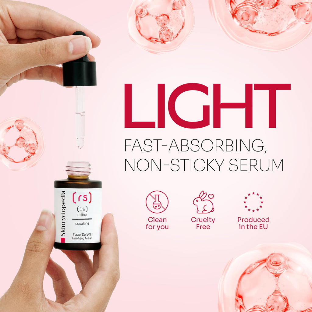 Skincyclopedia Retinol Face Serum, Brightens Skin Tone, Wrinkle & Fine Lines Refinement, Blemish Correction, Luminous Appearance & Smooths Skin