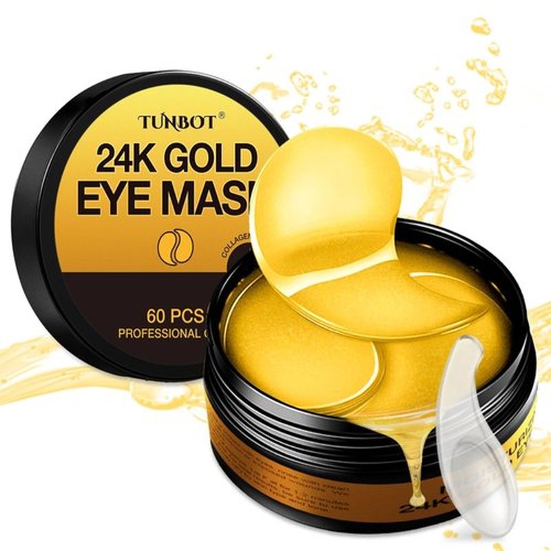 Tunbot Eye Mask - 60 Pieces - 24k Gold Eye Mask - Anti-Aging - Contains Collagen & Hyaluronic Acid - Removes Dark Circles, Puffiness & Wrinkles, Moisturizes - Home Skin Care