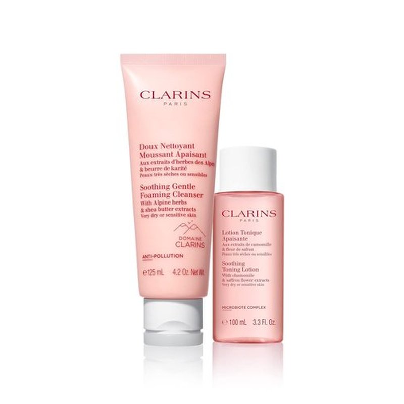 Clarins Soothing Gentle Foaming Cleanser - Cleanses & Balances | Organic Chamomile & Shea Butter | Soap-Free for Sensitive Skin