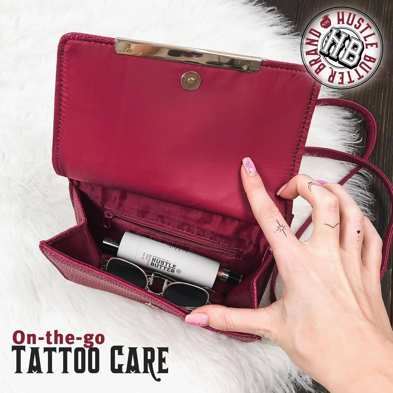 Hustle Butter Tattoo Aftercare - Portable Balm Stick - On The Go Tattoo Aftercare - Naturally Derived Vegan Cruelty Free - Mess Free - 1.6 oz