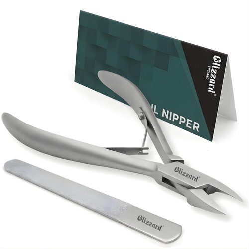 Ingrown Nail Clippers for Men with Ingrown Toenails – Blizzard Podiatrist Toenail Clipper Set German Forged (13cm - Straight Head - Smooth)