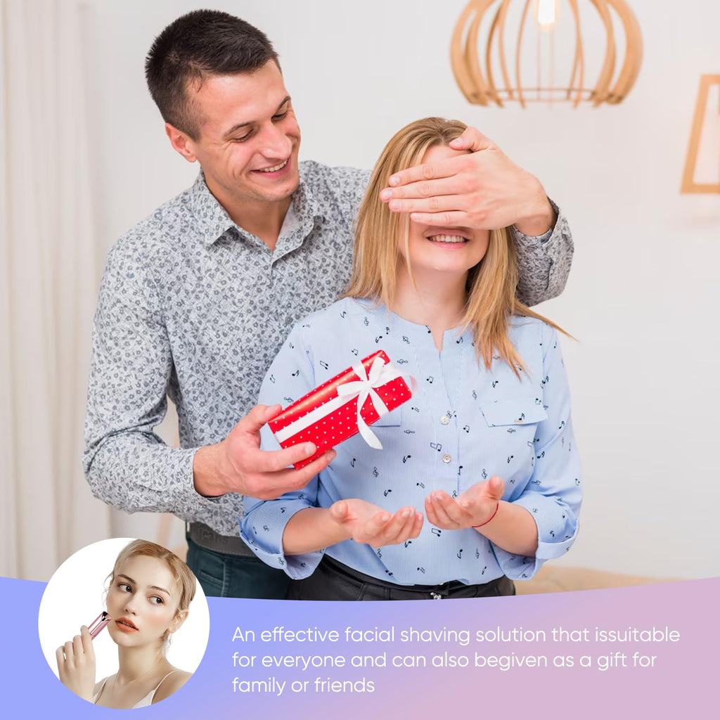 Flawless Facial Hair Remover for Women- as Seen on TV Painless Face Shaver -Mini Hair Remover, Electric Razor Shaver Portable Bikini Epilator for Lips, Chin, Armpit, Peach Fuzz,Neck, Cheek(Rose Gold)