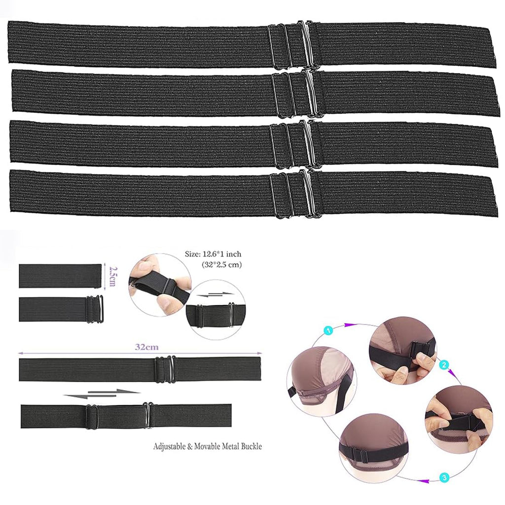 Wig Caps for Women 112 Pieces Wig Installation Kit Stretchable Mesh Dome Caps Wig Making Kit Accessory Thread with Needle Wig Combs Metal Hair Clips Adjustable Elastic Bands Wig Straps Wig Install Kit