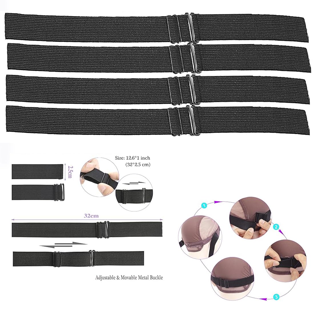 Wig Caps for Women 112 Pieces Wig Installation Kit Stretchable Mesh Dome Caps Wig Making Kit Accessory Thread with Needle Wig Combs Metal Hair Clips Adjustable Elastic Bands Wig Straps Wig Install Kit