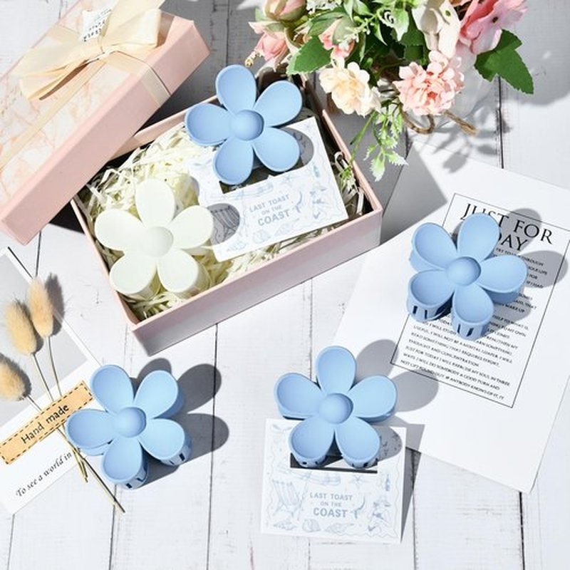 DEEKA Bachelorette Party Favors Bridesmaid Proposal Gifts 8 Pack Flower Hair Claw Clips with Floral Card Large Hair Clips Bridal Party Gift for Bridesmaids (Last Toast On The Coast)