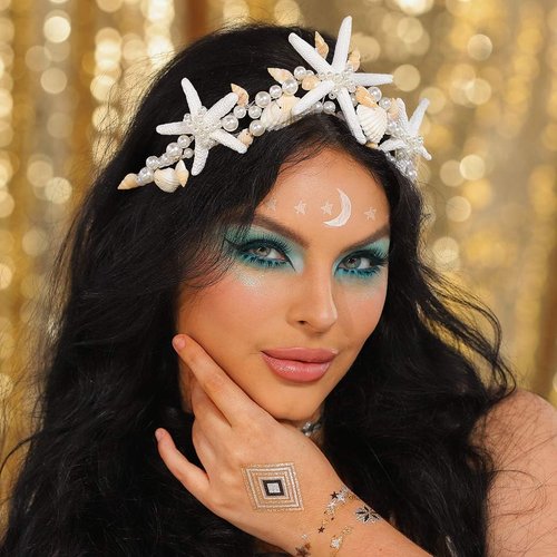 Catery Seashell Crown Starfish Headbands Pearl Mermaid Headpiece Beach Wedding Hair Accessories for Women