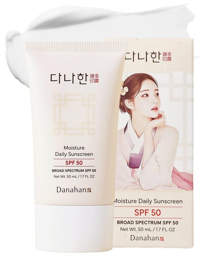 Danahan Moisture Daily Sunscreen SPF 50 Broad Spectrum – No White Cast, Lightweight Korean Face Sunscreen | Hybrid UV Protection with Ginseng & Niacinamide, 1.7 oz