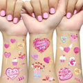 Ovasorve Valentine's Day Temporary Tattoos 68 Styles V-Day Hot Pink Foil Tattoos Galentines Day Decoration Be Mine Party Favor Valentines Candy Heart Supplies Classroom Exchange Prizes