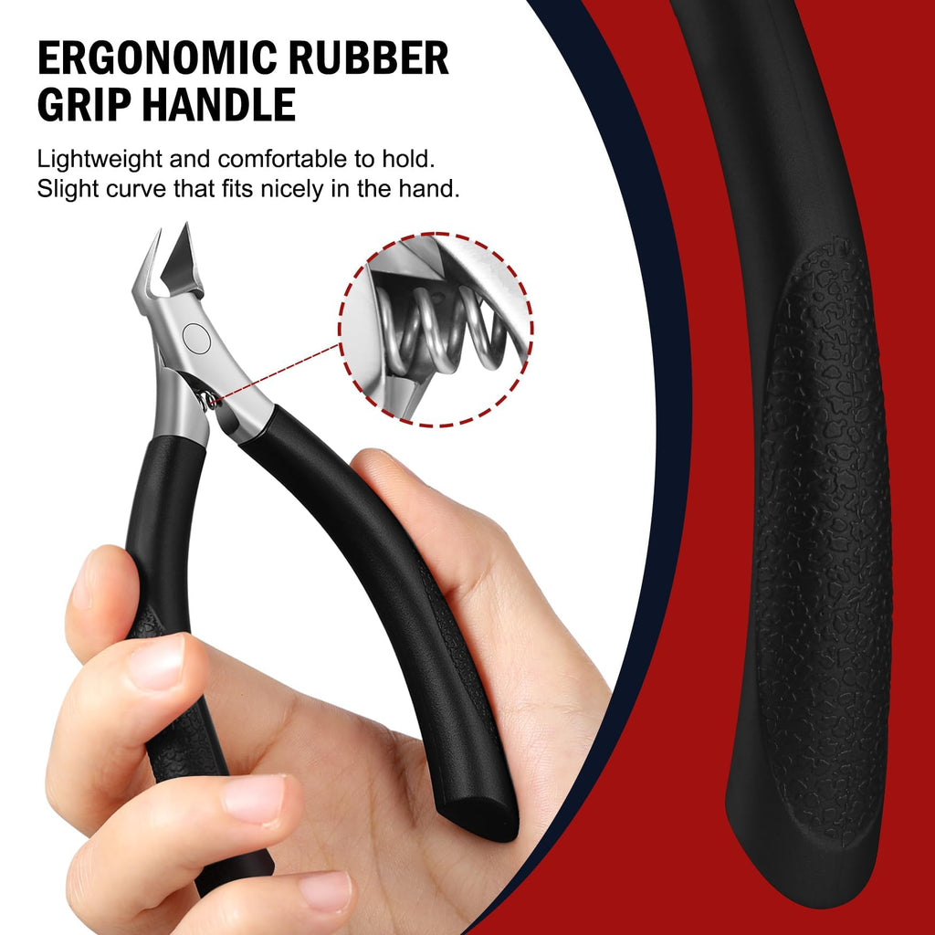 FVION Toenail Clippers for Ingrown Toenail, Straight Nail Clippers for Ingrown Toenails, Professional Ingrown Toenail Treatment for Adults, Seniors, Men and Women (Black)