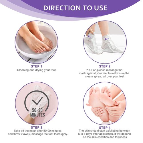 Foot Peel Mask - 5 Pack Foot Mask for Dry Dead Skin, Callus, Repair Rough Heels - Make Your Feet Baby Soft Get Smooth Silky Skin - Lavender