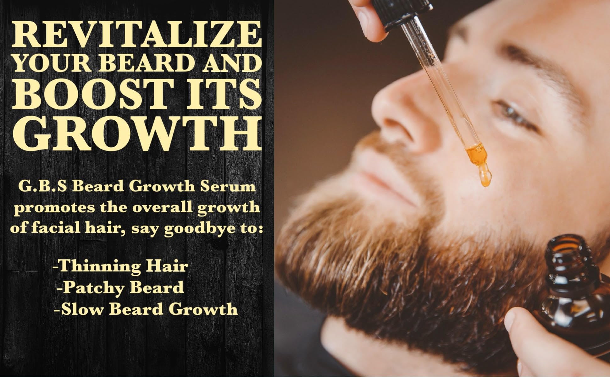 G.B.S Men's Beard Grooming Kit - Beard Oil, Growth Serum with Biotin, Balm, Brush and Comb Gift Set