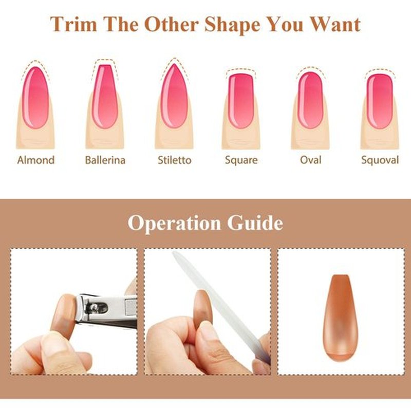 Blulu 400 Pieces Replacement Refill Nail Tips False Fake for Flexible Nail Training Hand Practice Display Manicure Supply DIY (Brown)