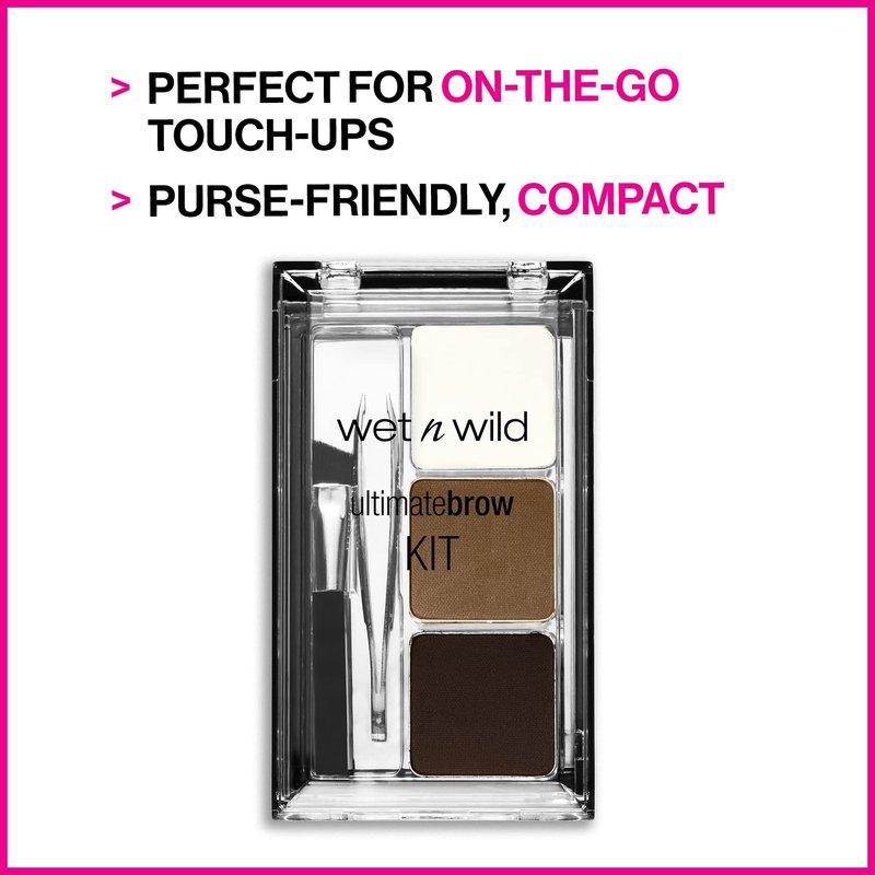 wet n wild Eyebrow Kit, Dark Brown, Powder | Pack of 2 | Built-In Mirror | Includes Tweezers | Compact Size