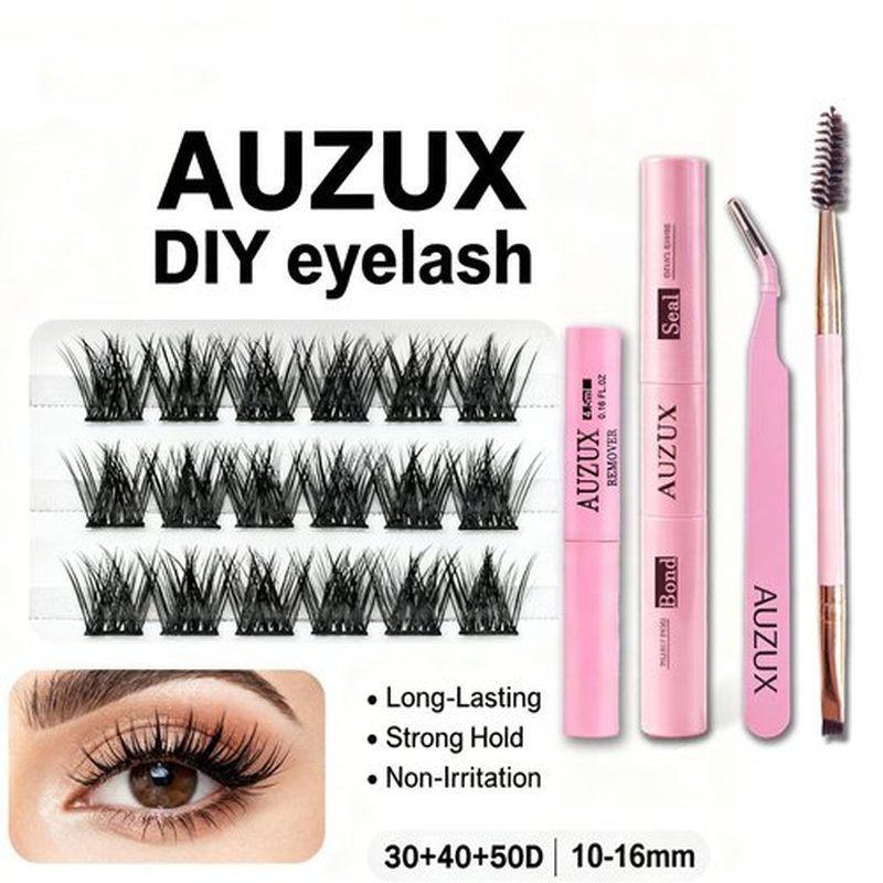Natural False Eyelashes Cluster DIY Reusable, Lashes Clusters Kit with Bond, Seal&Tweezers | 300+ Eyelashes Cluster 10-16mm (30D&40D&50D) | At Home Lashes kit for Beginners, Valentine's Best Gift