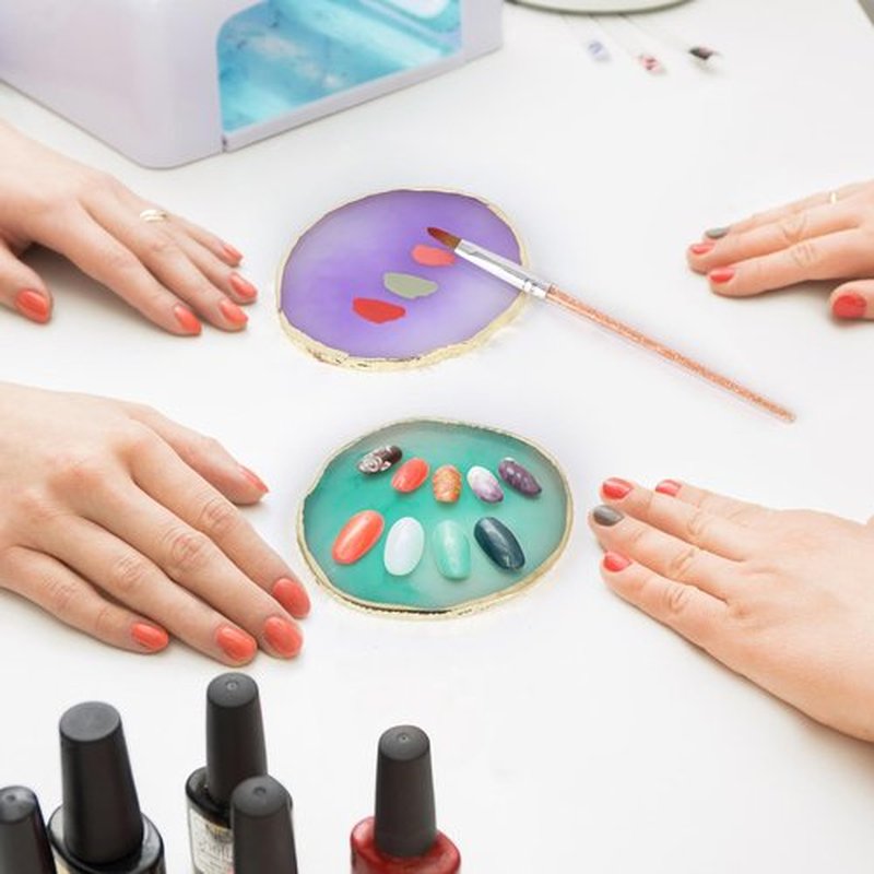 4 Pack Nail Art Palette, Resin Polish Color Design Makeup Mixing Plate - 4 Colors Mini Paint Palette for Nails