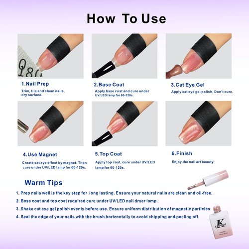 Cat Eye Gel Nail Polish Set, 6 Pcs Glitter Shimmer Cateye Gel with Magnet Soak Off UV LED Nail Cat Eye Polish Kit, Esmaltes Para Uñas En Gel Nail Art Salon DIY Home Manicure 10ML