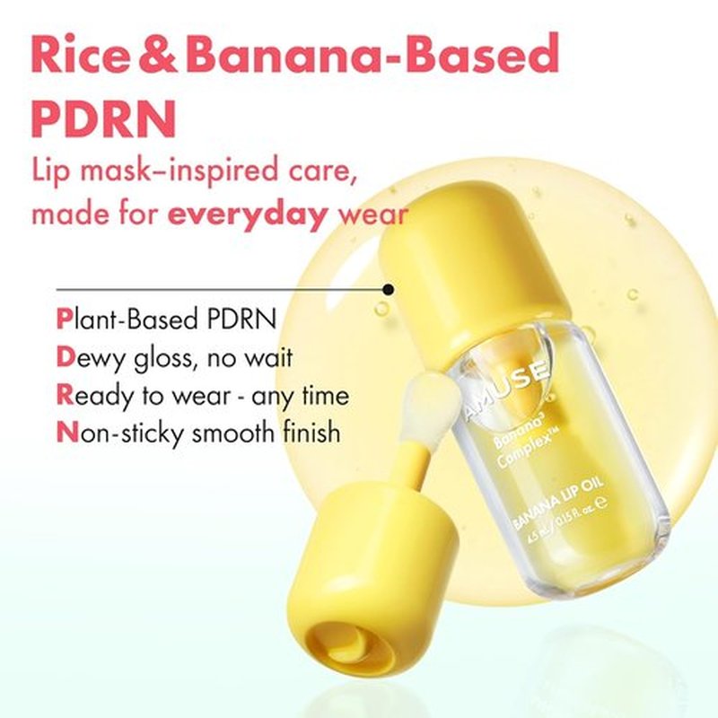 Amuse Seoul Banana Lip Oil | Hydrating Vegan Lip Oil with Peptide & Rice PDRN - 01 Zen Matcha, Lightweight Glossy Finish