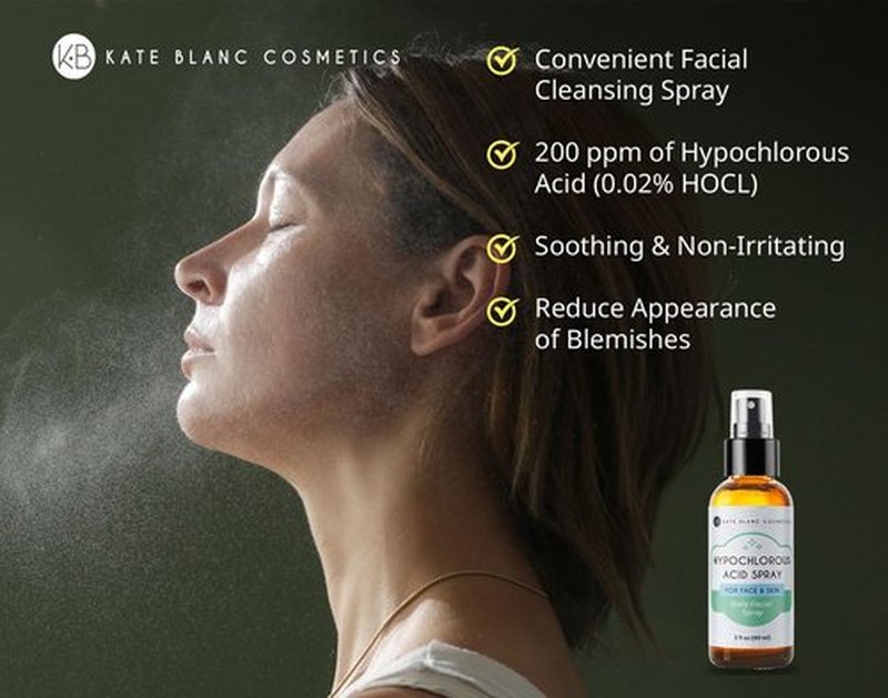 Kate Blanc Cosmetics Hypochlorous Acid Spray - Gentle Facial Cleanser for Acne-Prone Skin (2oz)