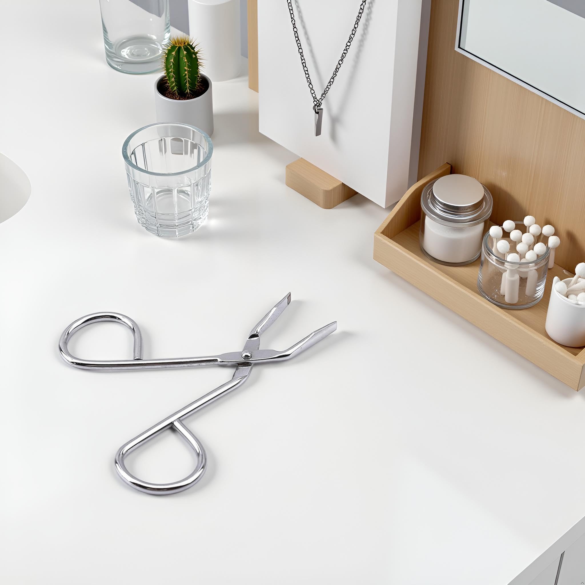 Silver Stainless Steel Eyebrow Tweezers Scissors- Professional Shaped Slant Tip Tweezer Clip Hair Plucker for Hair and Eyebrows Personal Care, Shave and Hair Removal