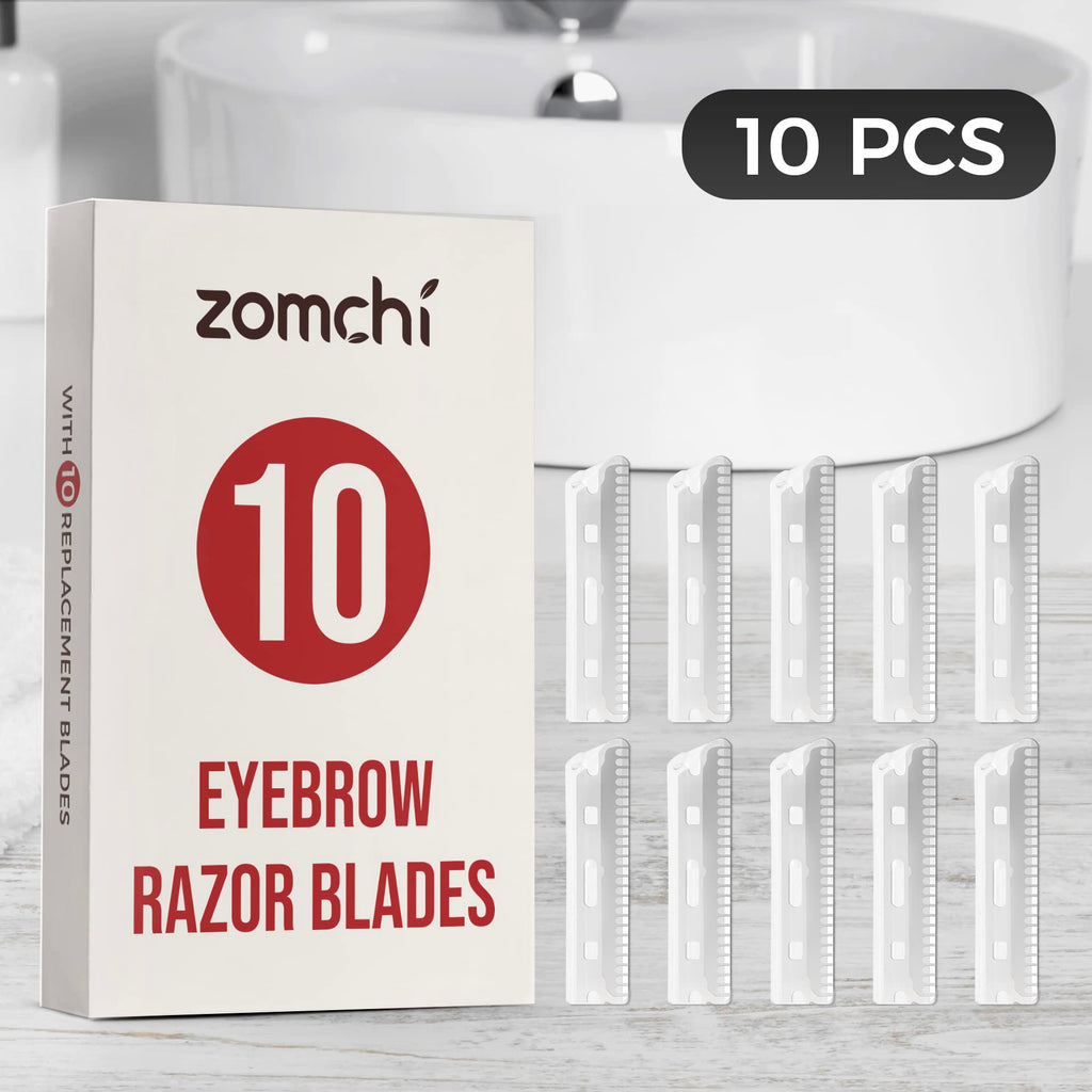 ZOMCHI Eyebrow Razor Blades, 10 Replacement Stainless Steel Refills